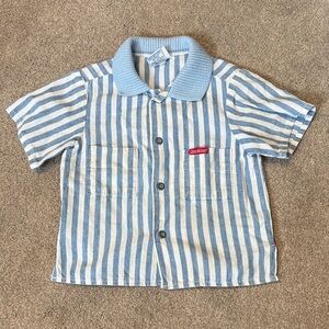 Oshkosh 100% Cotton Vintage Short Sleeve Button Down Shirt Size 2T USA Made